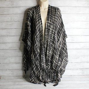 Apt. 9 Women's Sweater Knit Shawl Coat Wrap One Size Gray Black Ivory